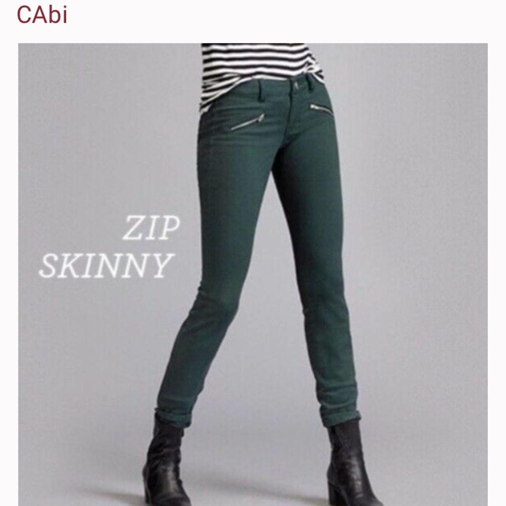 Cabi 3388 Zip Skinny Jeans in Hunter Green